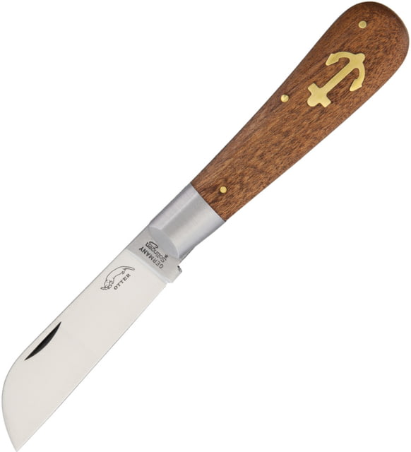 OTTER-Messer Large Anchor Knife Sapeli Wood Folding Knife2.75inCarbon SteelStandard EdgeSheepsfootSatinBrownSapeli Wood Handle - Otter-Messer