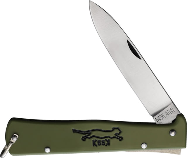 OTTER-Messer Large Mercator Carbon Folding Knife 4.38in Closed 3.38in Satin Carbon Steel Spear Point Blade Olive Stainless Steel Handle  K OL - Otter-Messer