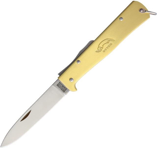 OTTER-Messer Mercator Clip Brass Stainless Folding Knife 3.5" satin finish stainless blade Brass handle  RG - Otter-Messer
