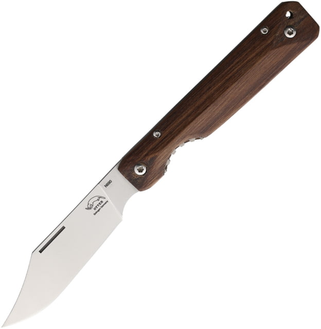 OTTER-Messer Rhino Linerlock Folding Knife 3.5" satin finish Bohler N690 stainless clip point Brown wood handle - Otter-Messer