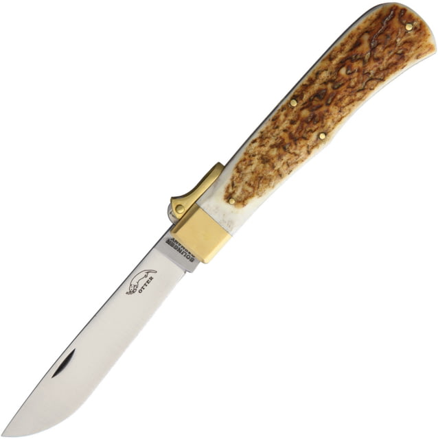 OTTER-Messer Safety Knife Stag 3.5" satin finish carbon steel blade Stag handle 05 HH - Otter-Messer