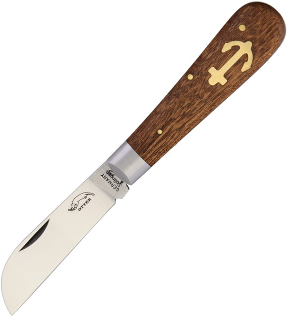 OTTER-Messer Small Anchor Knife Sapeli Wood Folding Knife2.5inCarbon SteelStandard EdgeSheepsfootSatinBrownSapeli Wood Handle - Otter-Messer