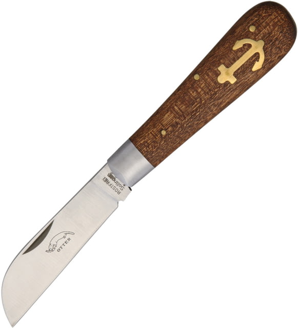 OTTER-Messer Small Anchor Knife Sapeli Wood Folding Knife2.5inStainless SteelStandard EdgeSheepsfootSatinBrownSapeli Wood Handle 174 - Otter-Messer
