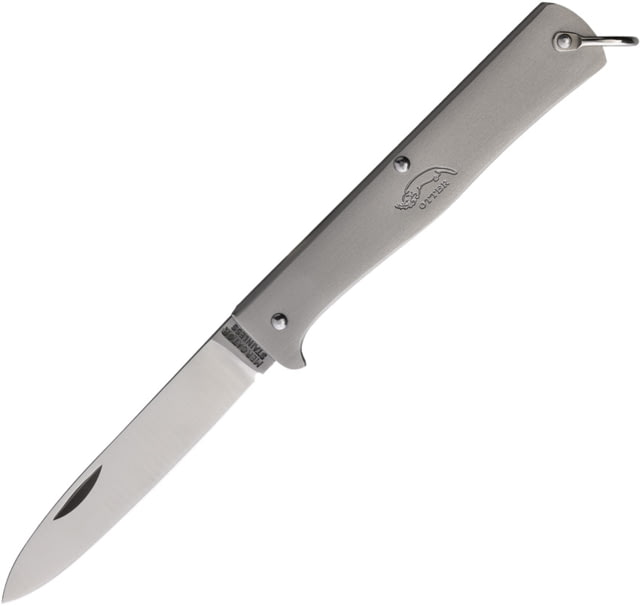 OTTER-Messer Small Mecator Folding Knife 3.1in Carbon Steel C75 Medium Pointed Powder-Coated Steel Handle  RG - Otter-Messer