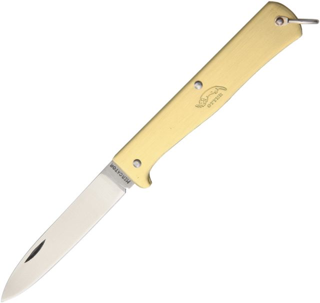 OTTER-Messer Small Mercator Brass Carbon Folding Knife3inCarbon SteelStandard EdgeSatinBrass Handle - Otter-Messer