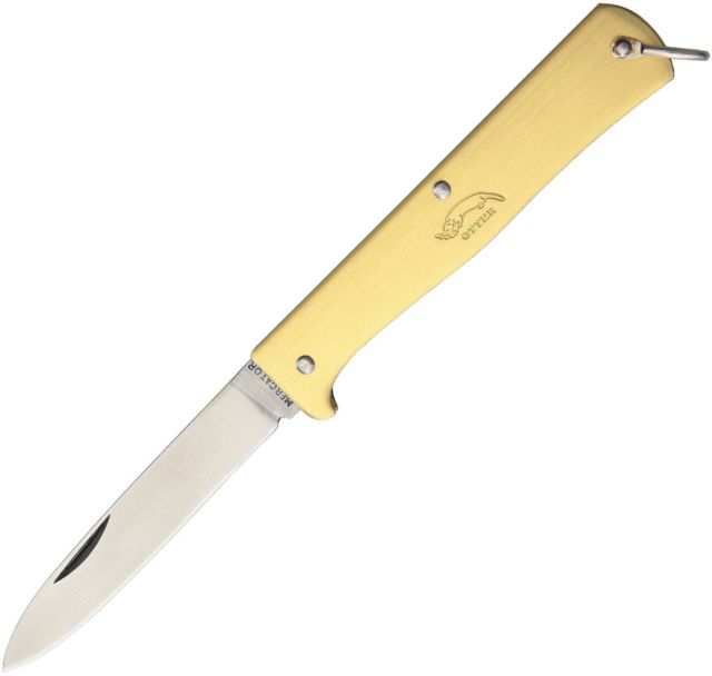 OTTER-Messer Small Mercator Brass Stainless Folding Knife3inStainless SteelStandard EdgeSatinBrass Handle - Otter-Messer
