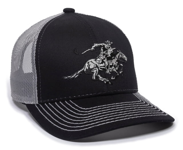 Outdoor Cap Winchester Sports Cotton Twill Cap w/Flat Stitch Embroidery - Mens One Size Black/Light Grey