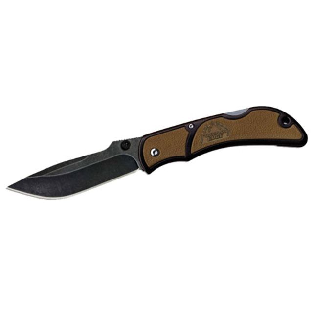 Outdoor Edge Cutlery Chasm Folding Knife Medium 3.3 in 8Cr13MoV Stainless with Blackstone coating Normal Plain Edge Blade Zytel glass/nylon with