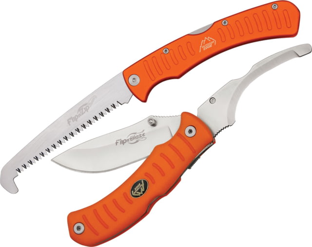 Outdoor Edge Cutlery Flip N Blaze Saw Combo Blaze orange ergonomic rubberized Kraton handles - Outdoor Edge Cutlery