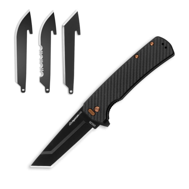 Outdoor Edge Cutlery RAZOR VX5 Folding Knife 3 in Japanese 420J2 Stainless Steel Tanto Carbon Fiber Black Handle - Outdoor Edge
