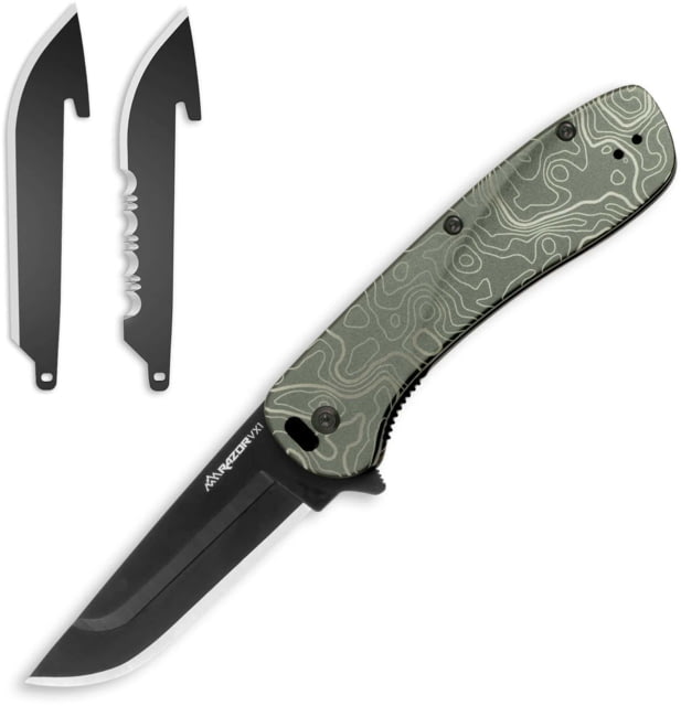 Outdoor Edge Cutlery RAZOR VX1 Folding Knife 3 in Japanese 420J2 Stainless Steel Drop Point Blade Aluminum Green Handle