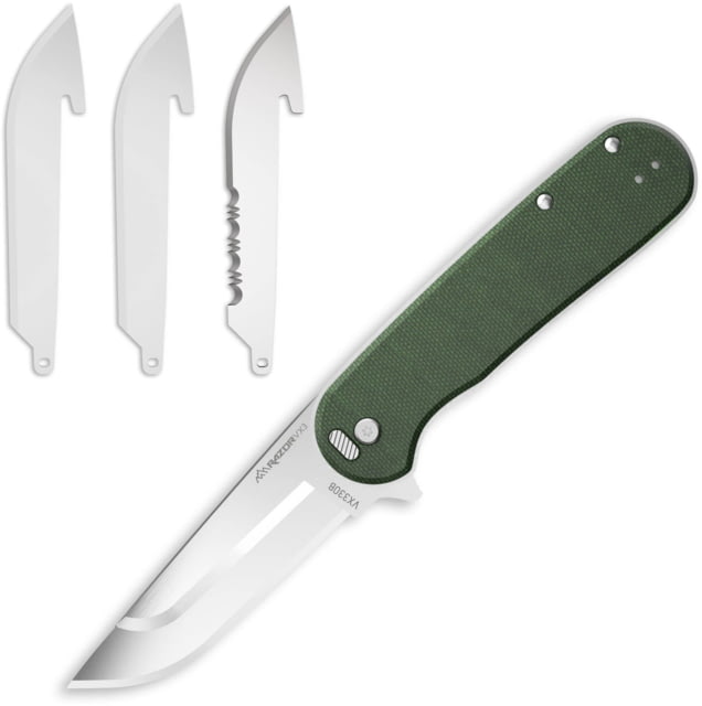 Outdoor Edge Cutlery Razor VX3 Assisted Opening Folding Knife EDC Knife Stainless Flipper Ball Bearing 3 in Japanese 420J2 Stainless Steel Micarta OD