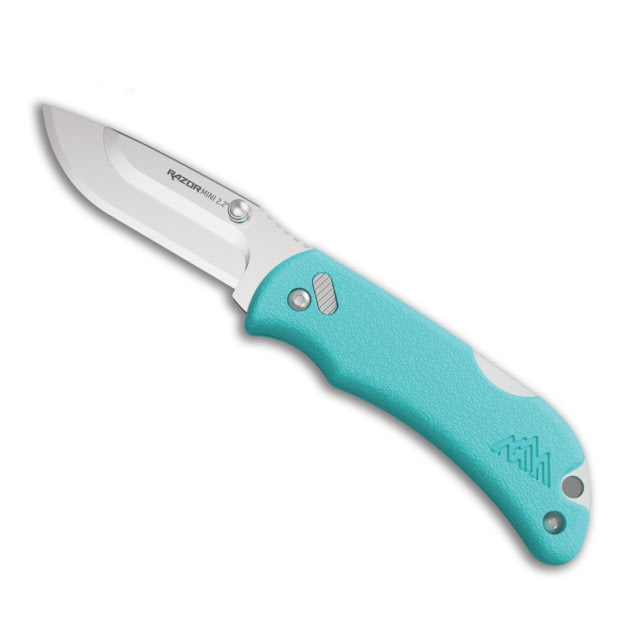 Outdoor Edge Cutlery Razor Mini Folding Knives w/2 Blades 2.2in Stainless Steel Drop Point Rubber Overmolded Seafoam Handle - Outdoor Edge Cutlery