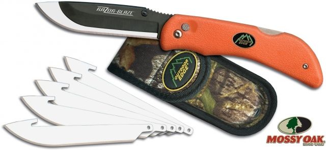 Outdoor Edge Cutlery Razor-Blaze Orange-6 Blades w/ Mossy Oak Sheath - Outdoor Edge Cutlery