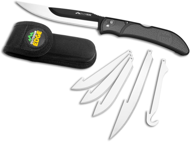 Outdoor Edge Cutlery Razor-Bone Fixed Knife 6-Blade Combo Set 5in Gray Box - Outdoor Edge Cutlery