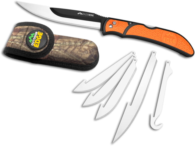 Outdoor Edge Cutlery Razor-Bone Fixed Knife 6-Blade Combo Set 5in Orange Box - Outdoor Edge Cutlery