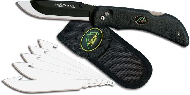 Outdoor Edge Cutlery Razor-Lite Black-6 Blades w/ Black Nylon Sheath - Outdoor Edge Cutlery