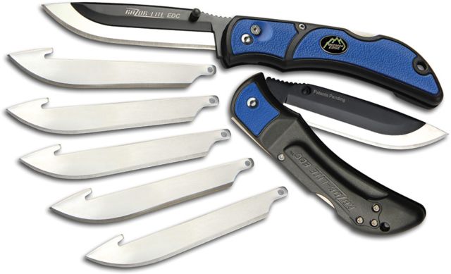 Outdoor Edge Cutlery Razor Lite EDC Blue Folding Knife 3.375 in 420 Drop Point Grivory Black Handle