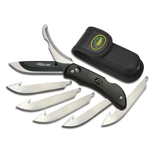Outdoor Edge Cutlery Razor-Pro Double Blade Folding Knife Black Rubberized TPR Handle - Outdoor Edge Cutlery