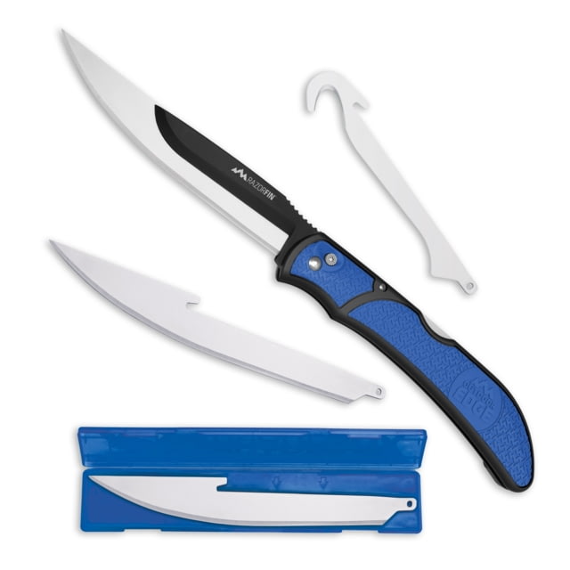 Outdoor Edge Cutlery RazorFin 3-Blade Folding Knife Blister Blue 5in - Outdoor Edge Cutlery