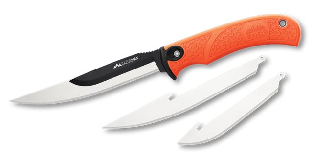 Outdoor Edge Cutlery Razormax Fixed Blade Knife 3.5in Drop Point 420J2 Blade Orange Rubberized TPR Handle - Outdoor Edge Cutlery