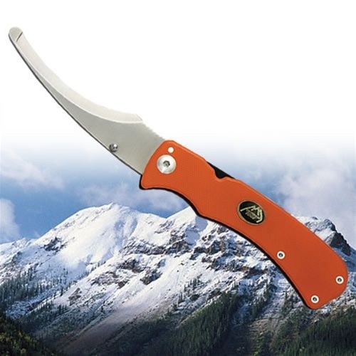 Outdoor Edge Cutlery Zip-Pro Folding Guthook/Zipper Blade Blaze Orange Handle w/ Nylon Belt Sheath