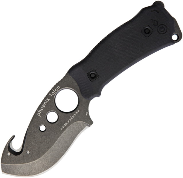 Outdoor Element Phoenix Talon Guthook Knife 3.5" black stonewash finish D2 tool steel guthook Black G10 handle - Outdoor Element