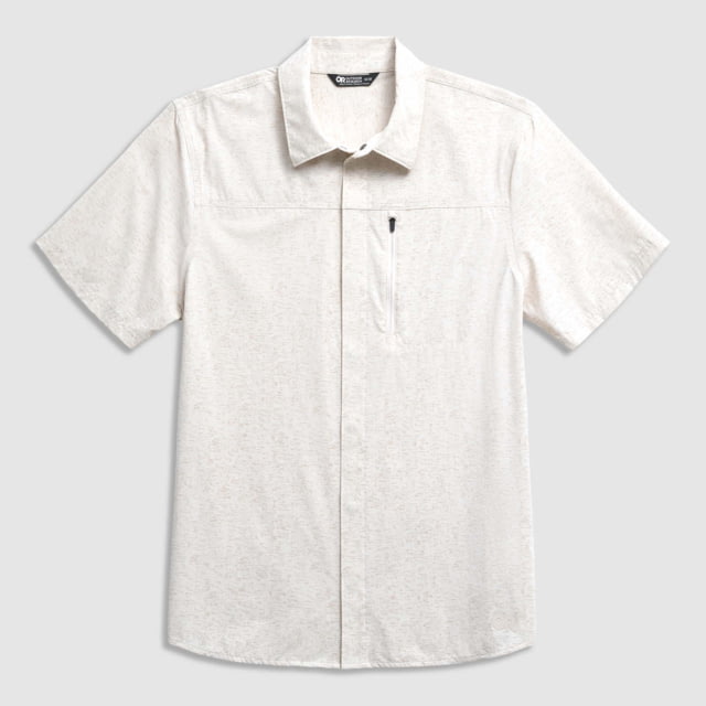 Outdoor Research Astroman Short Sleeve Sun Shirt - Men's Oyster Tamarack Print 2XL