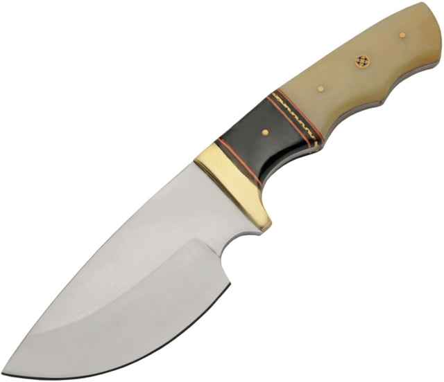 Pakistan 9.5Buffalo Skinner Bone Ws 4.75 in Fixed Blade Knife Buffalo bone and black resin finger grooved