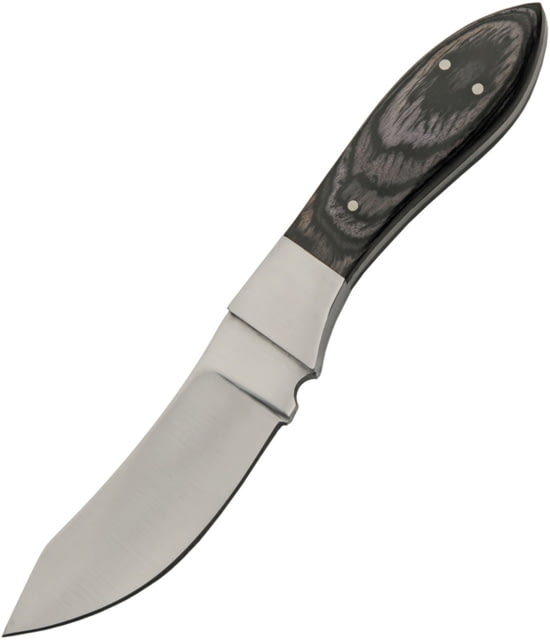 Pakistan Fox Gray Wood Skinner Knife 7.5in Overall 3.5in Satin Stainless Skinner Blade Gray Pakkawood Handle Brown Leather Belt Sheath - Pakistan
