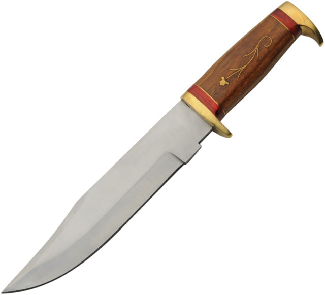Pakistan Hunter Brass/Wood 7.25 in Fixed Blade Knife Brown and red wood - Pakistan