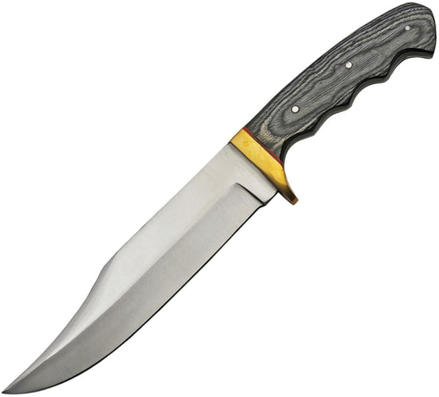 Pakistan Mountain Lion Fixed Blade Knife 7.25" satin finish stainless clip point blade Black finger grooved pakkawood handle - Pakistan