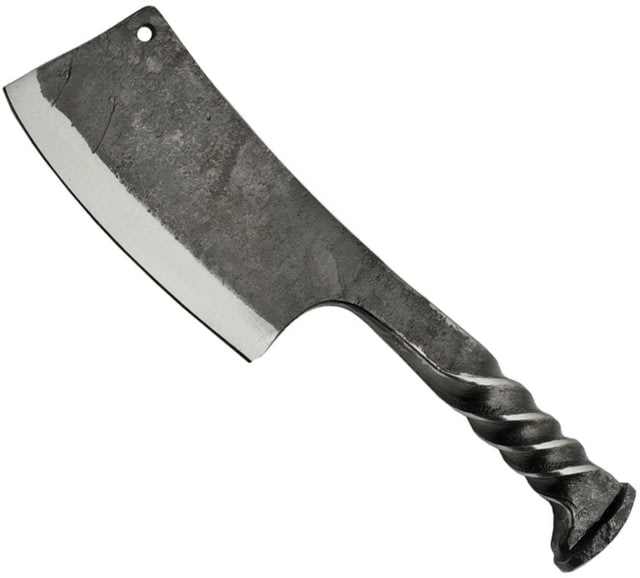 Pakistan Railroad Spike Cleaver Knife 9in overall. 4.5in blade Railroad Spike Twisted handle Brown Leather Sheath - Pakistan