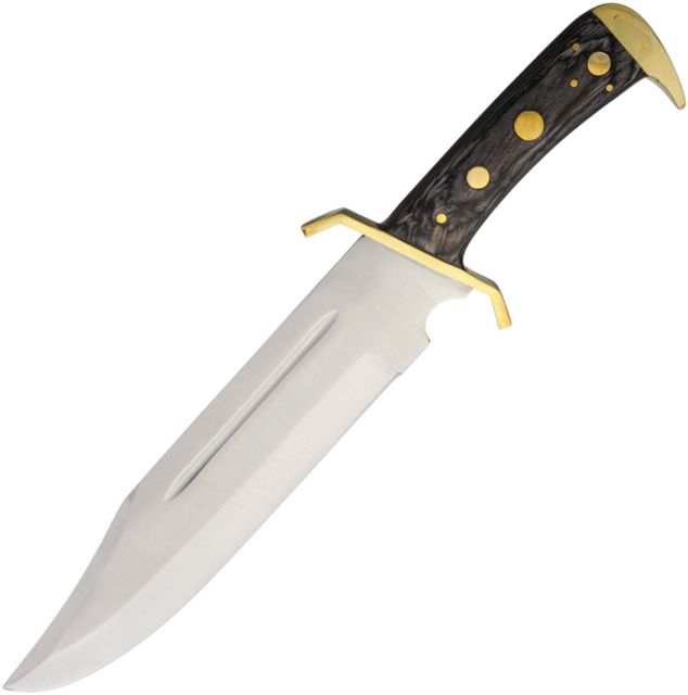 Pakistan Sable Bowie Fixed Blade Knife 11in Stainless Steel Standard Edge Satin Black Pakkawood Handle - Pakistan