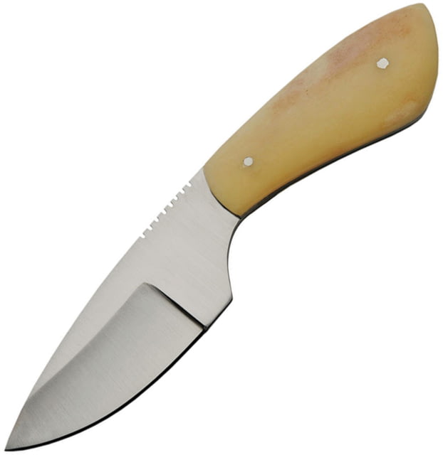 Pakistan Skinner Bone Knife 3.75" satin finish stainless blade White smooth bone handle - Pakistan
