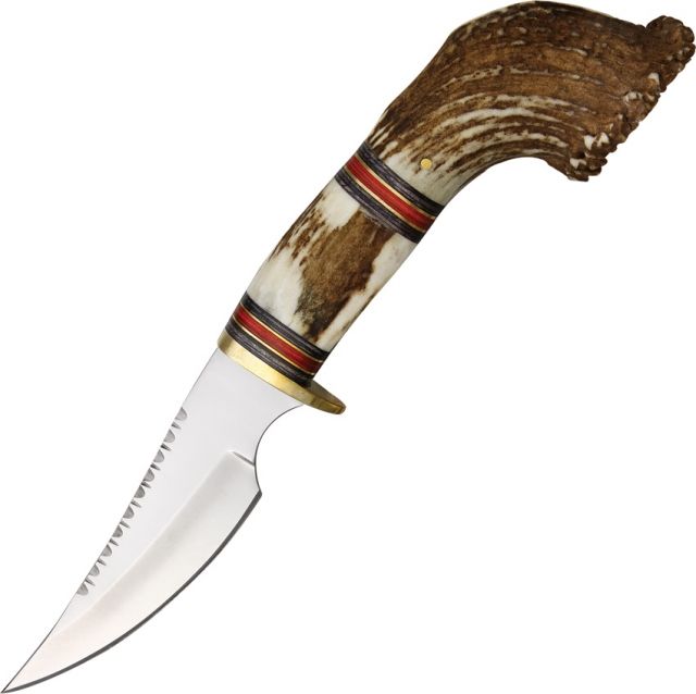 Pakistan Stag Crown Hunter Fixed Blade Knife4.625inStainless BladeStag Handle