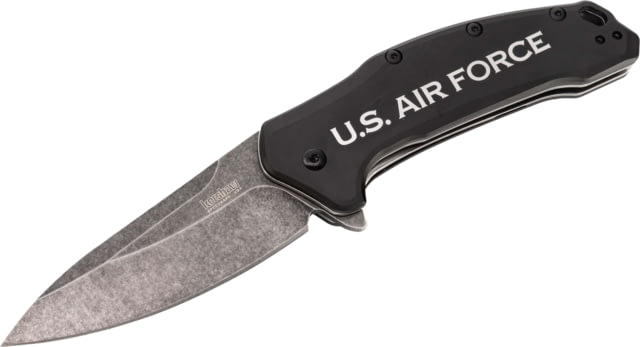 Paladin Kershaw Link 3.25in Assisted Opening Folding Knife - Air Force Engraving 3.25in Stainless Steel Drop Point Black