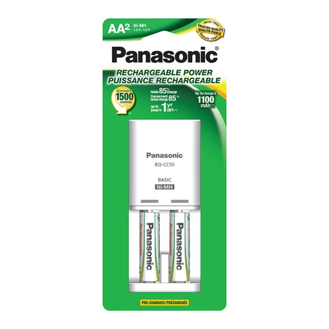 Panasonic Economy CC50 Charger w/2-AA 1100 White - Panasonic