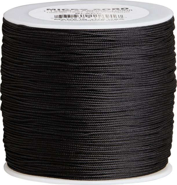 Parachute Cord Micro Cord Black 1.12mm diameter  ft RG1040 - Parachute Cord