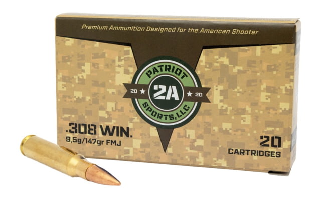 Patriot Sports USA .308 Winchester 147 Grain Full Metal Jacket Rifle Ammo 20 Rounds - Patriot Sports, Usa