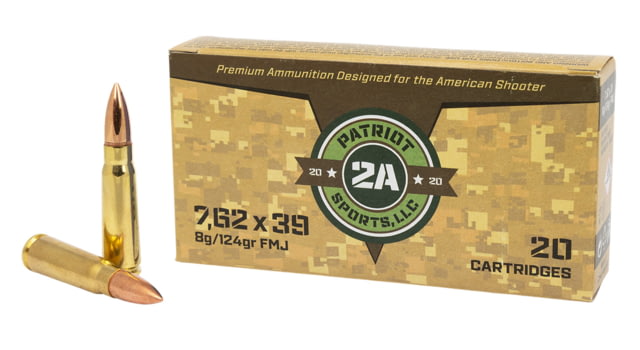 riot Sports USA 7.62x39mm 124 Grain Full Metal Jacket Rifle 20 Rounds Ammo