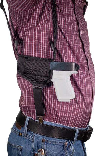 DeSantis Patriot Grd Shoulder Rig Leather Shoulder Holster 1911 Models 5inColt S&W Sig Sauer RugerKimber Springfield Ambidextrous Hand Black - Desantis