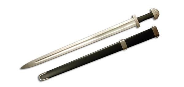 Paul Chen Tinker 9th Century Sword marquenched spring steel fullered blade Black leather scabbard - Paul Chen