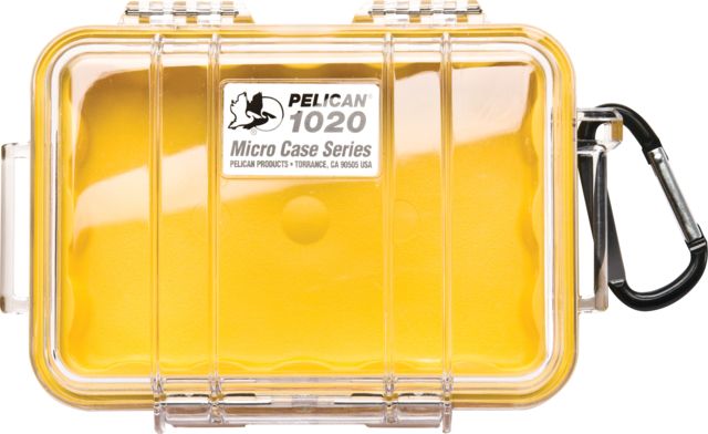 Pelican Pelican  Micro Watertight Dry Box 6.37x4.75x2.12in Clear Yellow w/Carabiner - $26.95 at Optics Planet