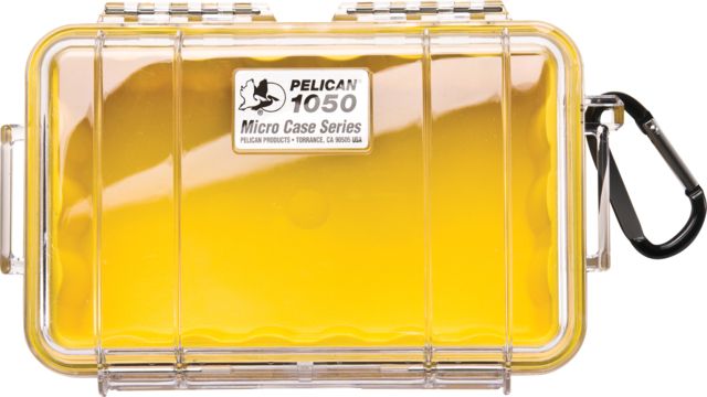 Pelican Pelican  Micro Watertight Crushproof Dry Box 7.50x5.06x3.12in - Clear Yellow Liner w/ Loop - $29.95 at Optics Planet