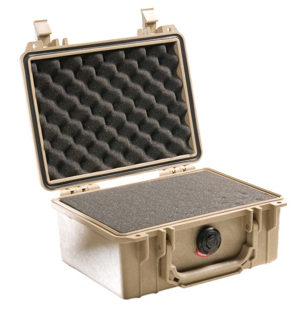 Pelican  Small Protector Case Crushproof 8.49x5.99x3.75in Dry Box w/Foam Desert Tan