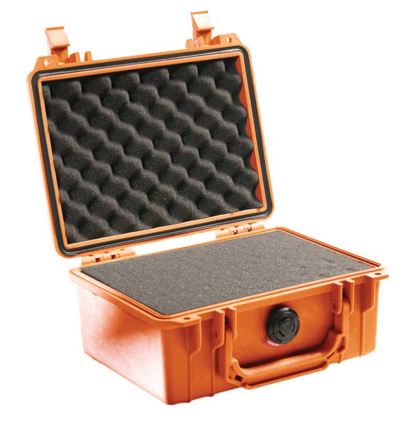Pelican  Small Protector Case Crushproof 8.49x5.99x3.75in Dry Box w/Foam Orange