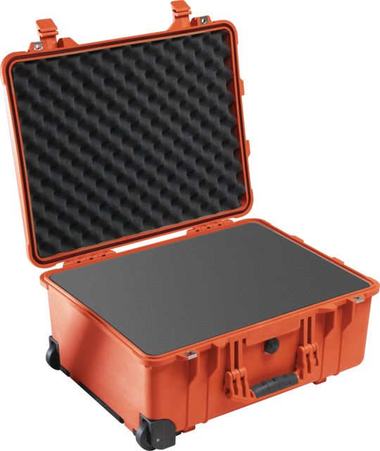 Pelican  Large Crushproof Wheeled Dry Box 22x18x10.4in Orange w/Foam