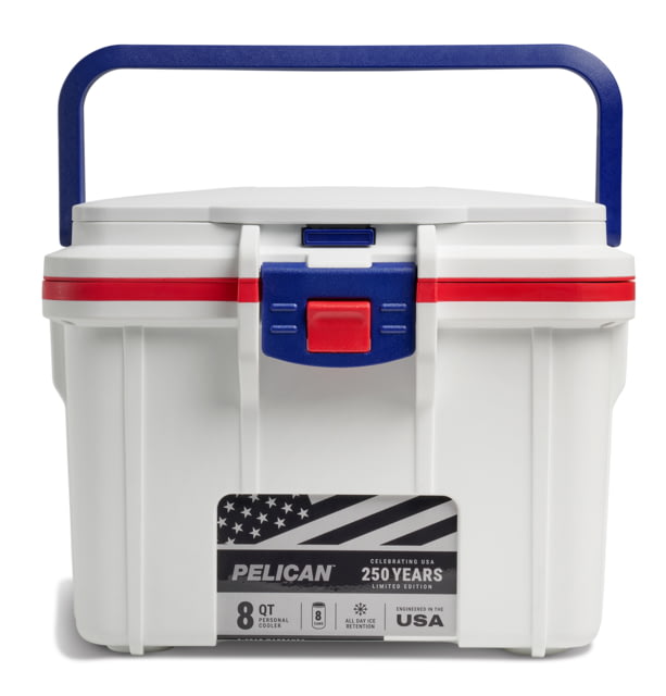 Pelican America 250 Collection 8QT Personal Cooler White/Red/Blue 8 qt.