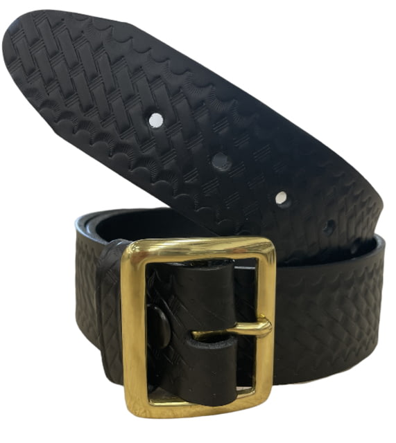 Perfect Fit 1.75in Garrison Economy Belt Basket Weave Brass Buckle Black 32